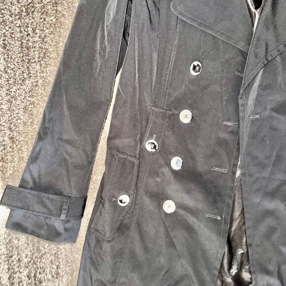 Calvin Klein Women's Double Breasted Black Button Trench Coat Jacket Size Small - Picture 13 of 15